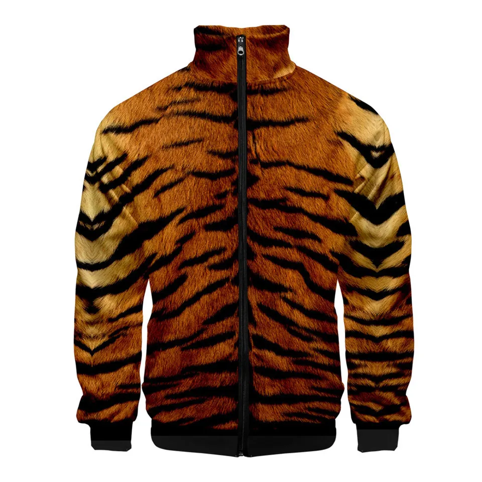 Creative Raglan jackets Tiger Animal 3D Print Zipper Jacket Windbreaker Men/Boys Stand Collar Long Sleeve Clothes Jackets