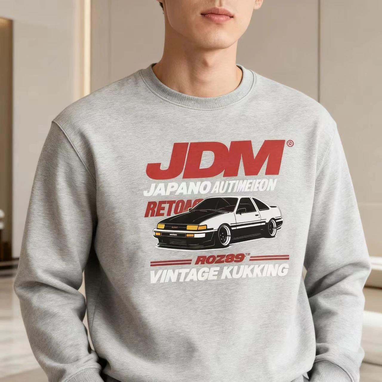 

Японский автомобиль с принтом в стиле ретро, гоночный автомобиль, мужская ретро-настропированная толстовка с круглым вырезом, повседневная осенне-зимняя спортивная одежда