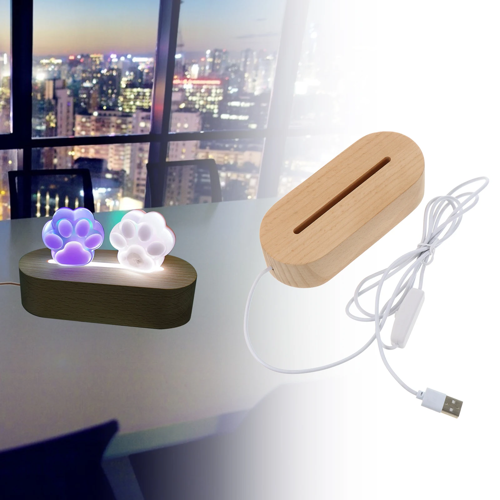 

Wooden LED Night Lamp Light Base Home Decor Crystal Ball St Home Adornment Lighting Display Bracket