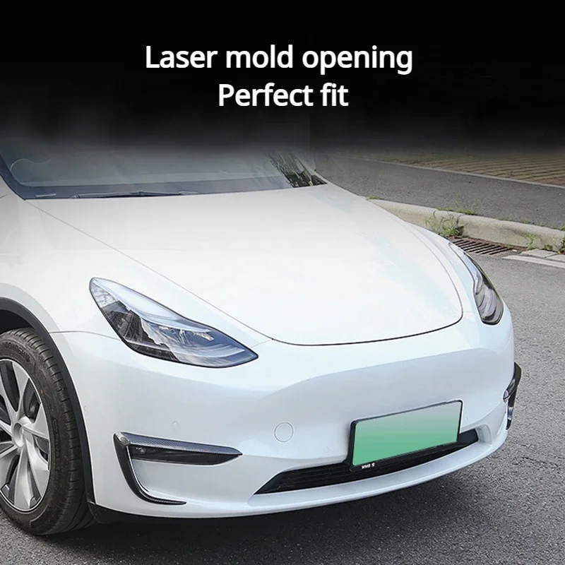 Windmes Voor Tesla Model Y Voorbumper Cover Mistlamp Wenkbrauw Spoiler Blad Sticker Trim Abs Auto Modificatie Zwart 2018-2023