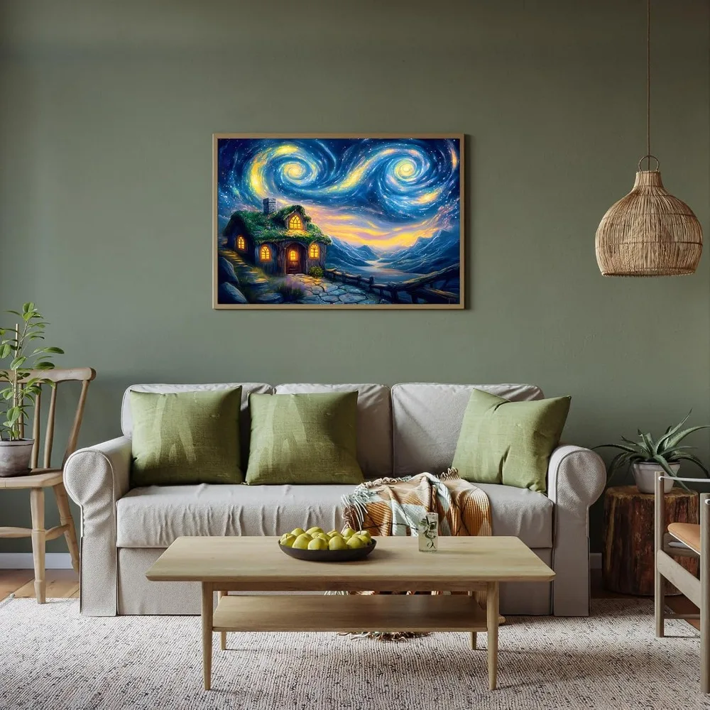 1000/500/300/120 Stuks Sterrennacht Cottage Legpuzzels voor Volwassen Home Decor Games Familie Landschap puzzels Educatief Speelgoed