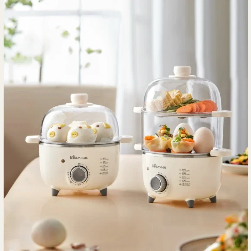 220V Efficient and Safe Egg Cooking - Mini Bear Egg Boiler and Steamer with Auto Shut-off, Ideal for Breakfast