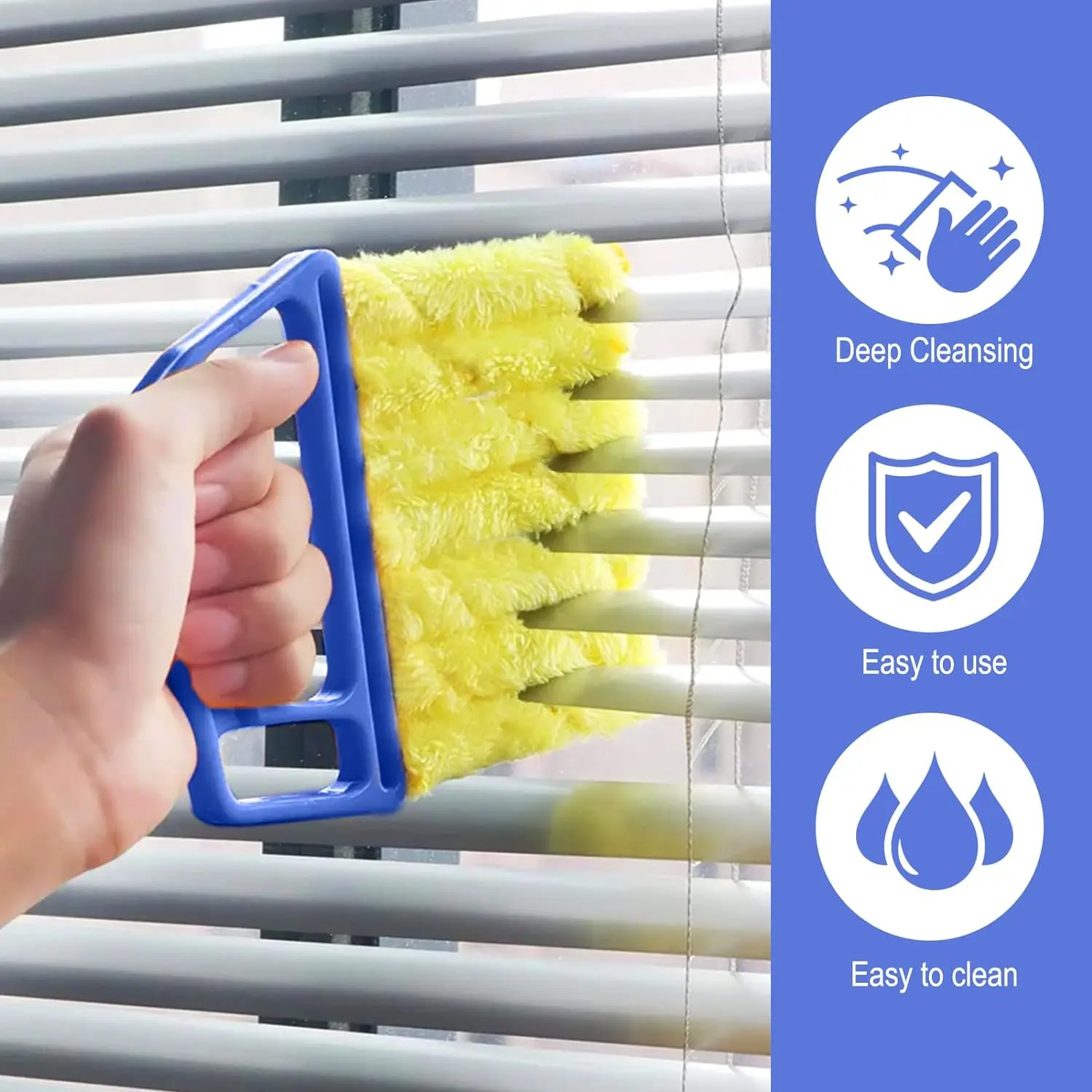 Handheld Mini Blinds Cleaner Shutters Curtain Brush Dust Remover with 7 Removable Microfiber Sleeves  Car Vents Fan Shutters