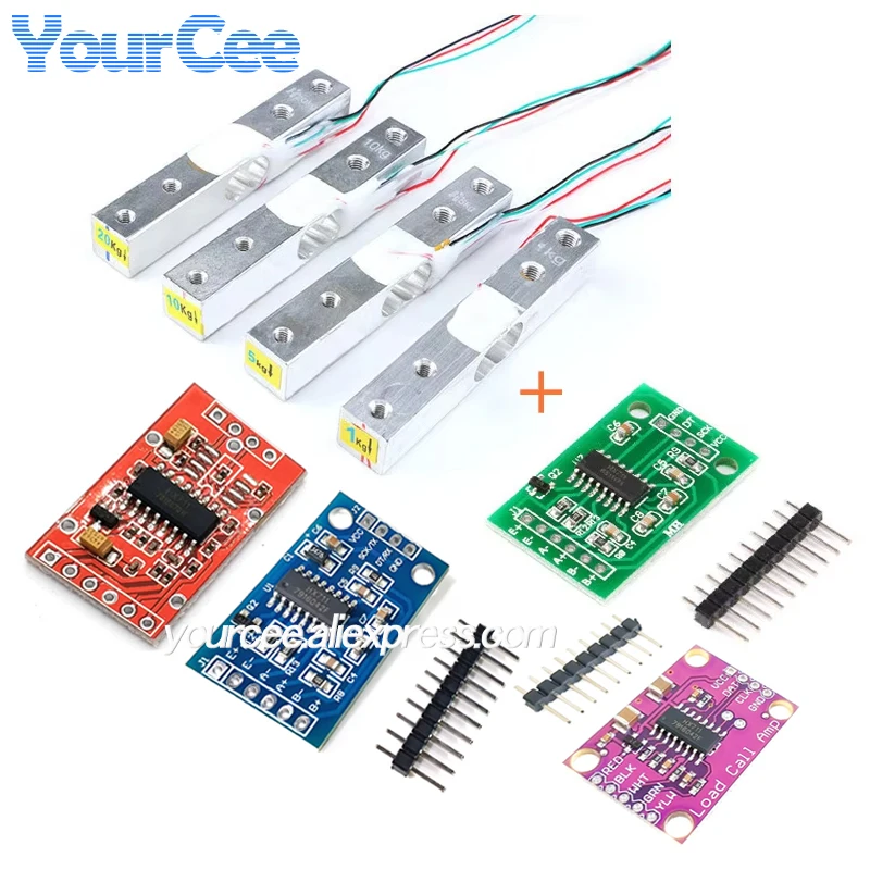 Load Cell 1KG 5KG 10KG 20KG HX711 AD Module Weight Sensor Electronic Scale Aluminum Alloy Weighing Pressure Sensor Module
