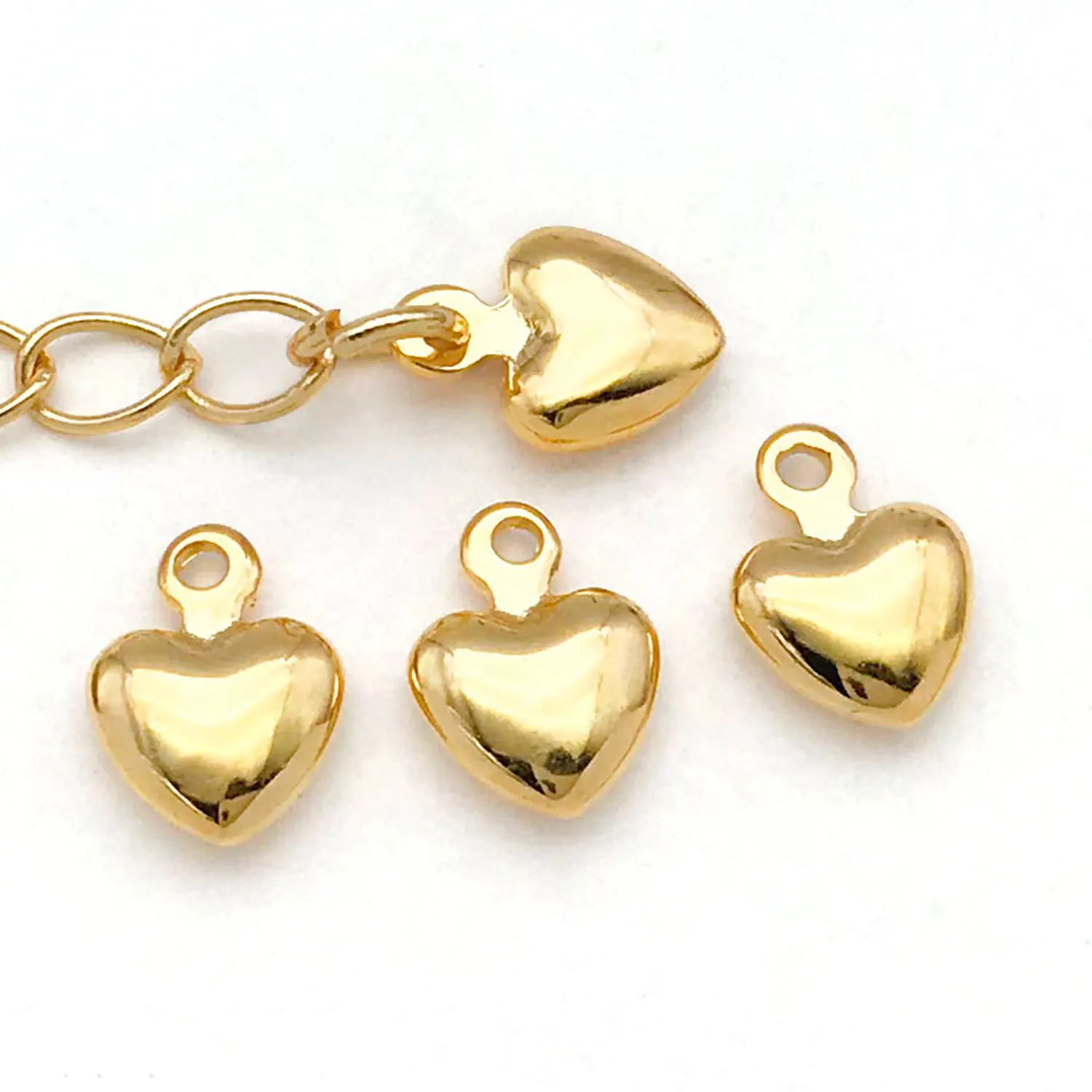 10/20 Stück 18K echt vergoldete Messing Schwanzkette Charms, Herzen Anhänger für DIY Armband Halskette Schmuckherstellung Zubehör