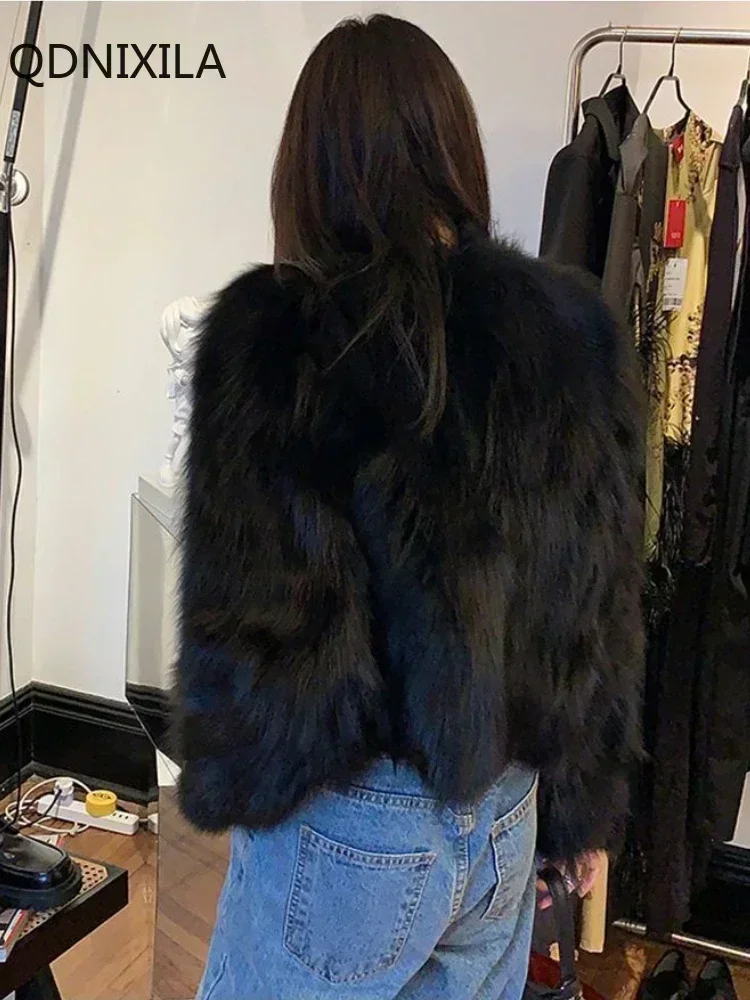 Faux Fur Coat 2024 ฤดูใบไม้ร่วง/ฤดูหนาวผู้หญิงใหม่เลียนแบบฟ็อกซ์ขนสัตว์ขนสัตว์ปลอมสั้นเสื้อเกาหลีแฟชั่นผู้หญิงแจ็คเก็ต