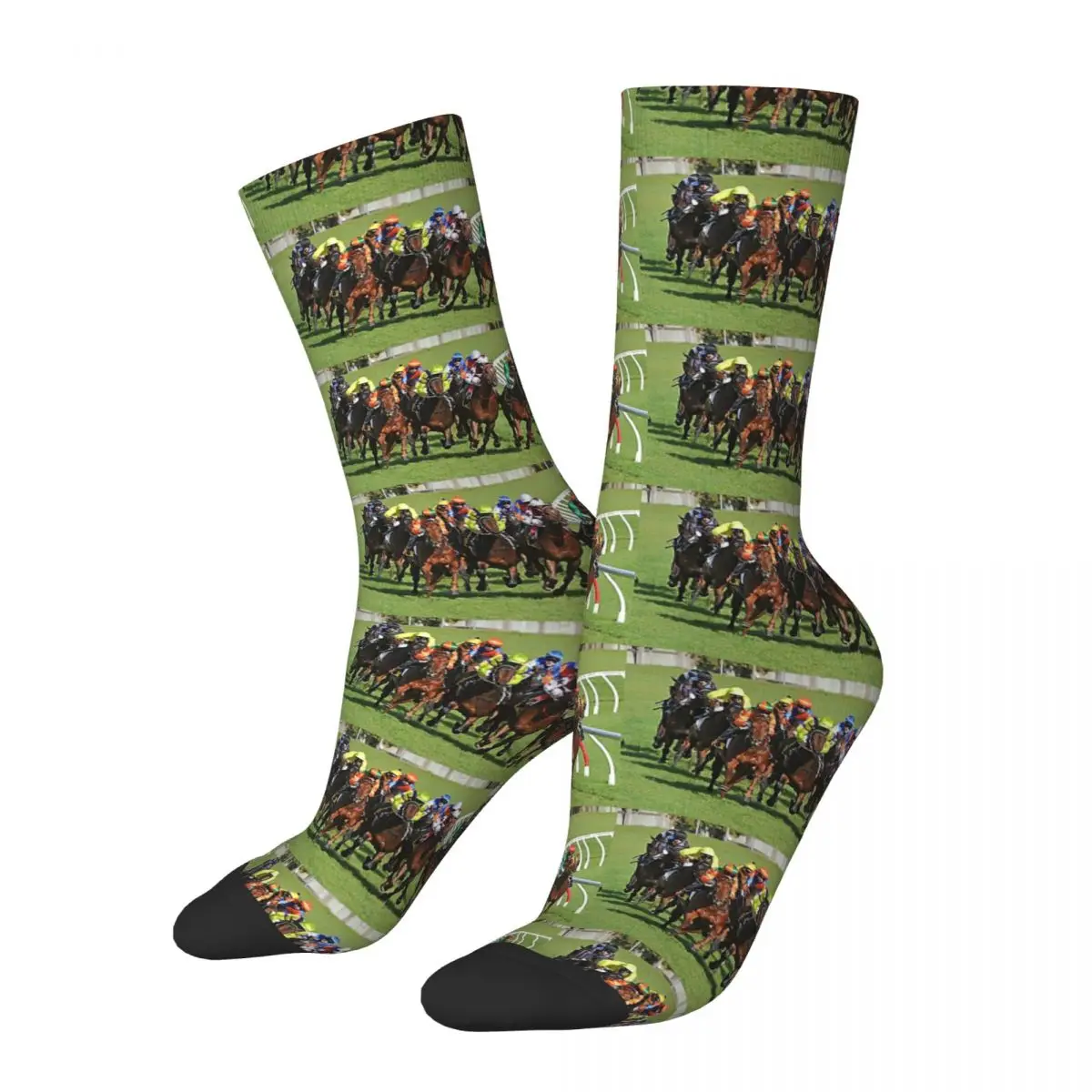 Horse Racing Action Socks Harajuku High Quality Stockings All Season Long Socks Accessories for Man's Woman's Gifts