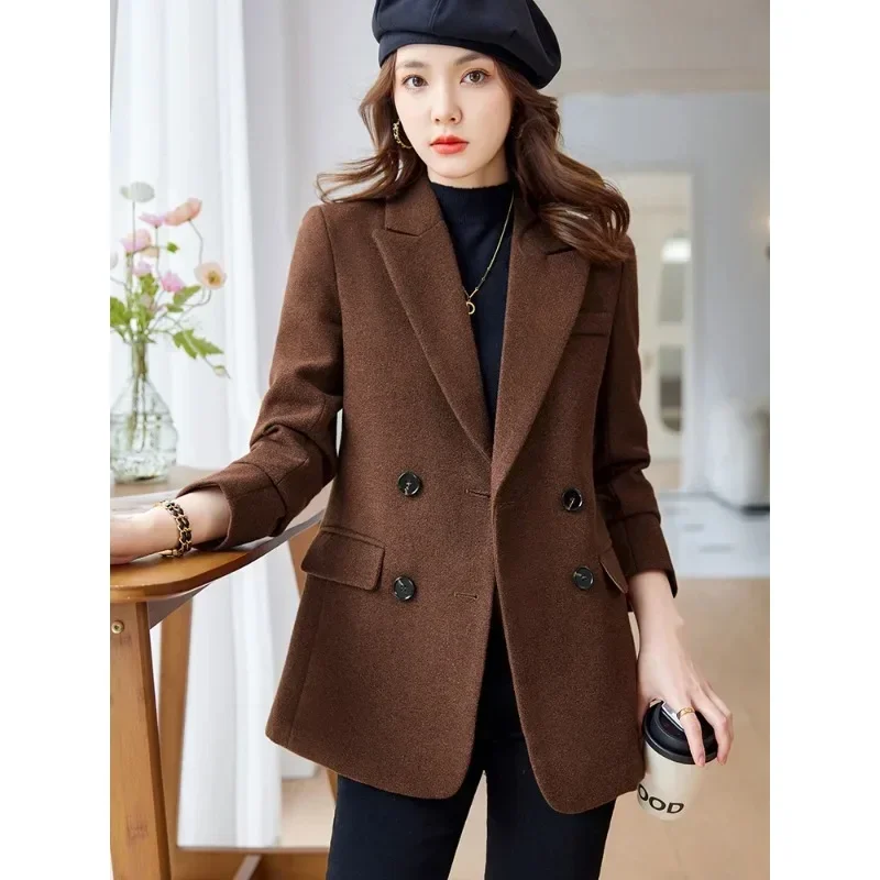 

Autumn Winter Women Blazer Ladies Jacket Black Apricot Coffee Long Sleeve Female Casual Coat