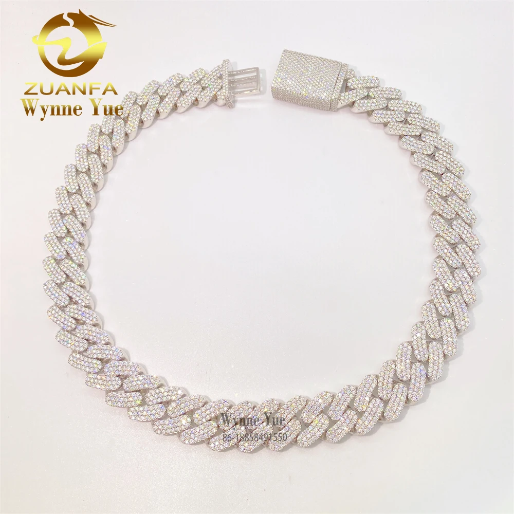 600g Rantai Kuba Moissanite VV - Moissanite Cuban Link Chain Iced Out ulasan dan harga