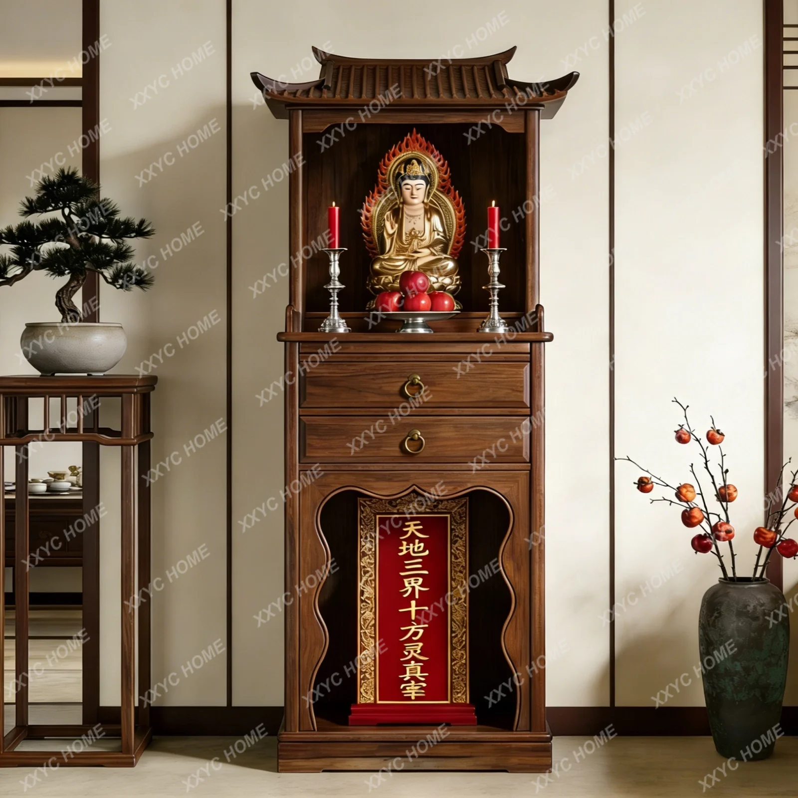 XXNew Chinese-style Zen solid wood Buddhist cabinet offering table for household simple light luxury Buddhist platform storage