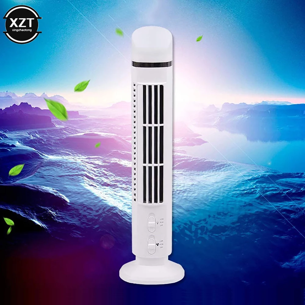 USB Bladeless Fan Desktop Fan Tower Air Cooler with LED Light Office Study Desktop USB Fan