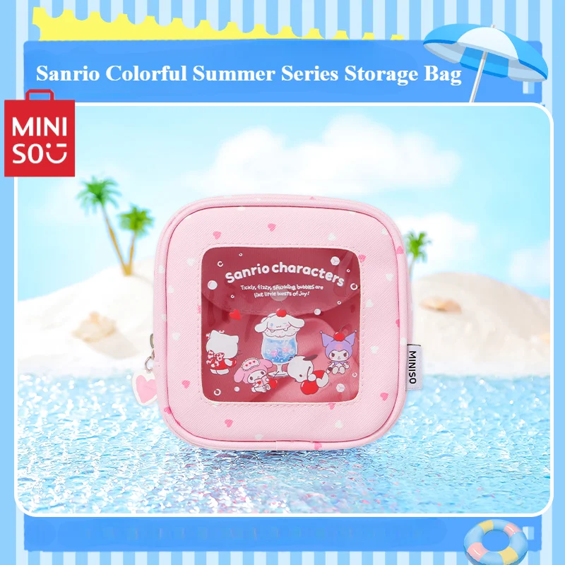 

MINISO Sanrio Colorful Summer Series Storage Bag Cute Cosmetic Bag Cinnamoroll Cartoon Zipper Children's Toy Birthday Gift