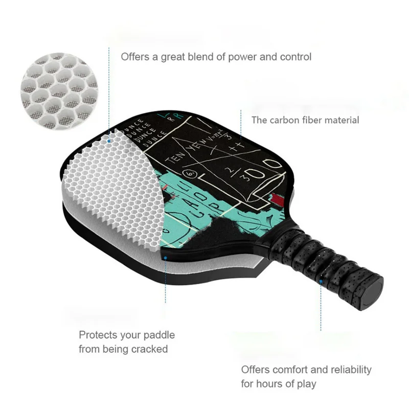 Raquetes engraçadas e na moda para iniciantes para pegar uma única pá Pickleball, uma raquete, 2 padrão de pano de fibra de carbono