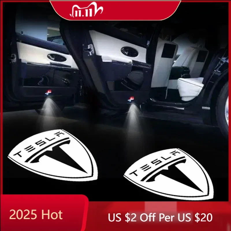 

Car Sticker 2 pieces LED Courtesy Ghost Shadow Welcome Light Laser Logo Projector Door Lamp For Tesla 2018-2025 Model X S 3 Y Ac