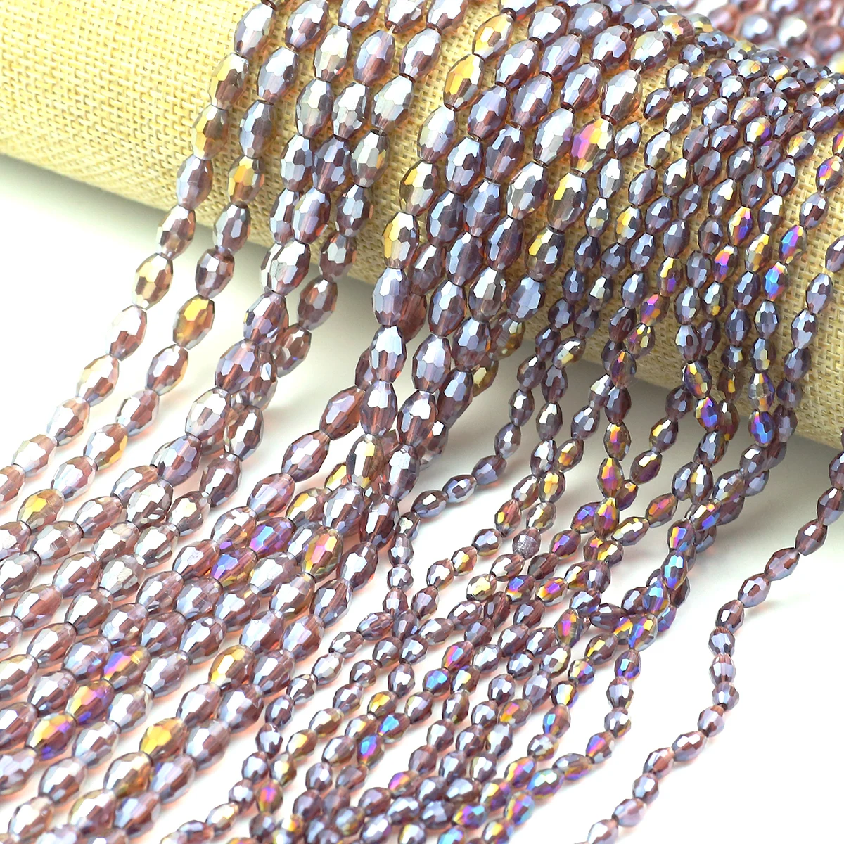 Rice Grain Shape Faceted Austrian Crystal Purple AB Colored Loose Beads For DIY Jewelry Making Charms Bracelet Accessories 6/8MM