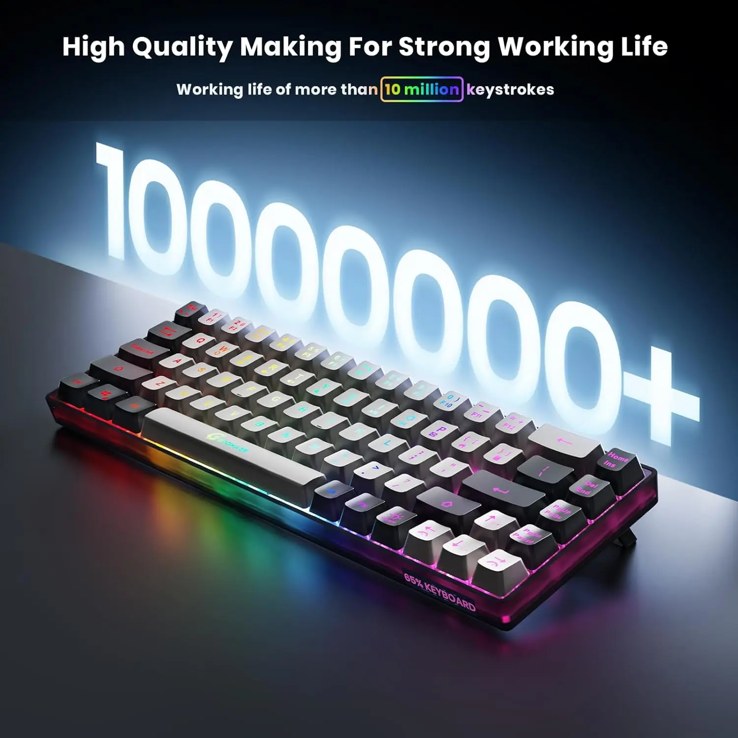 Imagem -04 - Teclado sem Fio Geodman-backlit do Jogo 2.4g 68 Chaves Recarregável Anti-ghosting para o pc