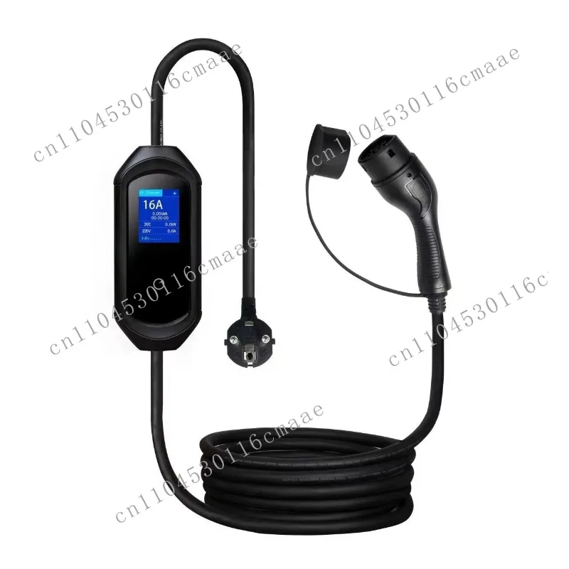 Carregador Portátil Ajustável para Veículos Elétricos Modo 2 16A 3.5kw Tipo 2 Cabo de 5m