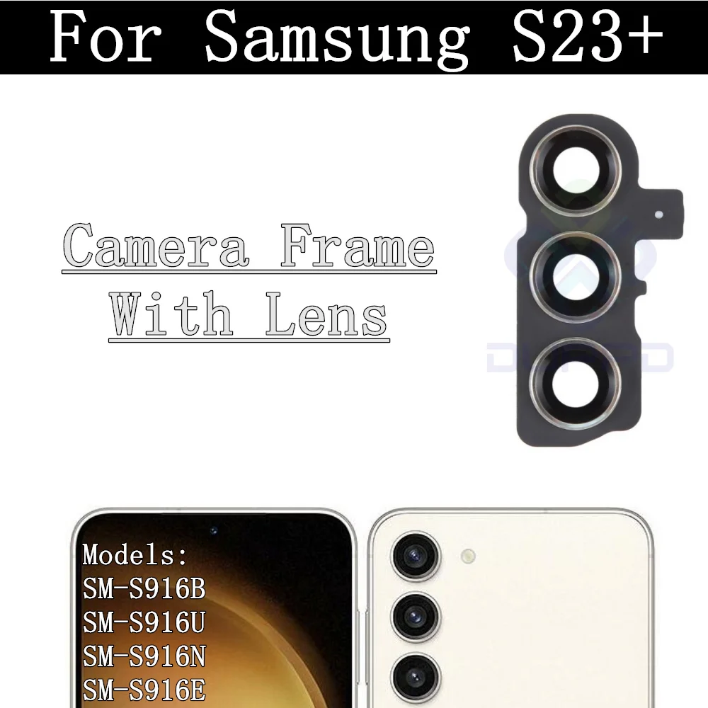 Back Camera Cover Lens For Samsung Galaxy S23+ SM-G916B Telephoto + Wide + Main Front Rear Camera Module Flex Parts