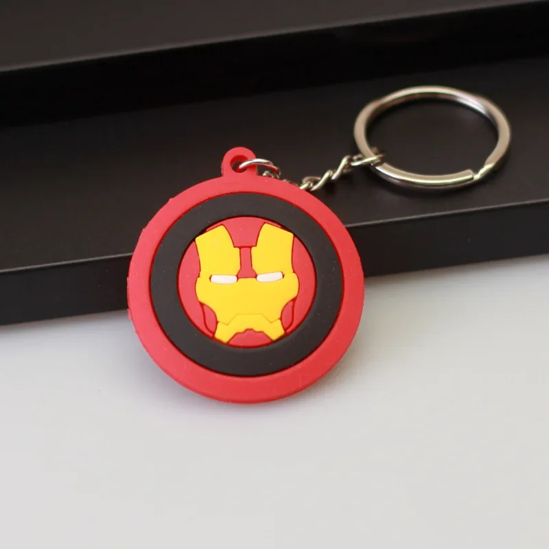 MINISO Anime Cartoon Marvel Captain America Iron Man Spider-Man Deadpool Double-sided Car Keychain Couple Pendant Birthday Gifts