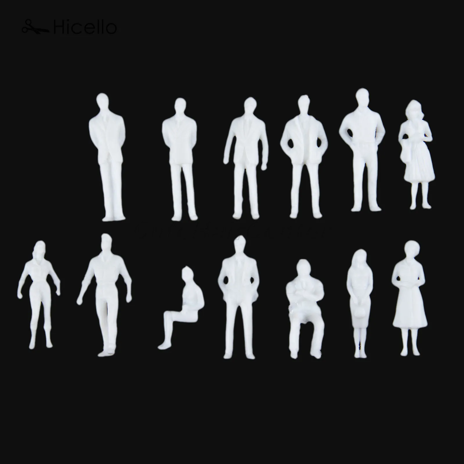 100pcs Plastic White Model People 36mm/18mm/13mm Miniature Figures Little Human Architectural Scene DIY 1:50 1:100 1:150 Scale