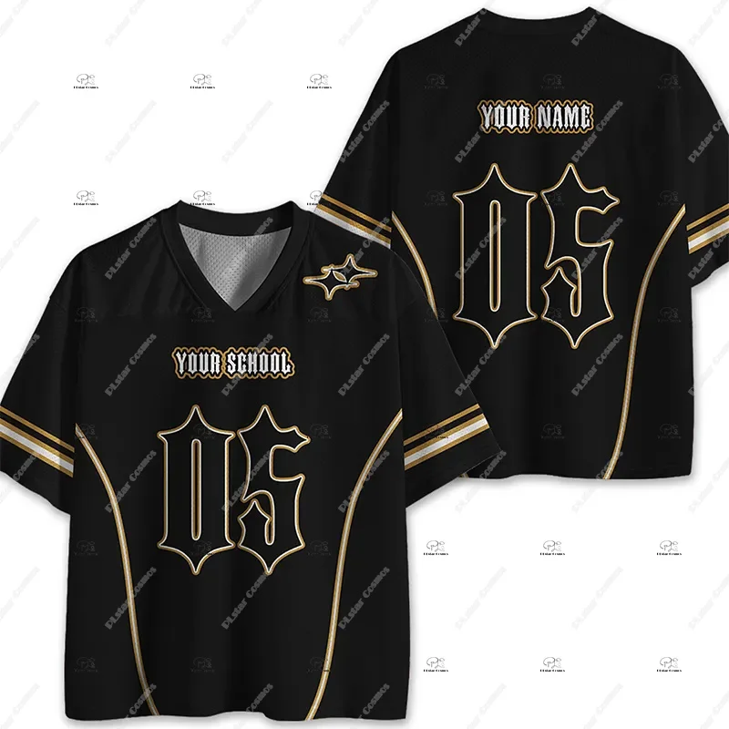 Custom Name College School Graduation Breathable Mesh Soccer Jersey V-Neck T-Shirts Vintage Retro 3DPrint Summer Short Sleeve Q1