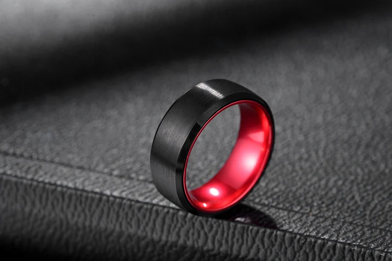 Somen 8mm 100% Red Tungsten Carbide Men Rings Classic Wedding Rings