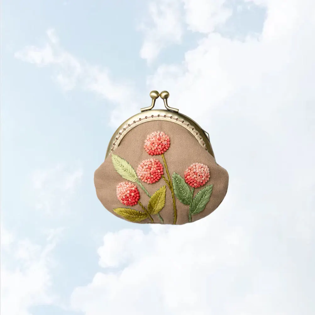 

Round Gold Embroidery Bag Diy Knitting Material Kit Embroidered Kits Vintage Chinese Coin Purse Hand Tools Beginner Sewing Miss