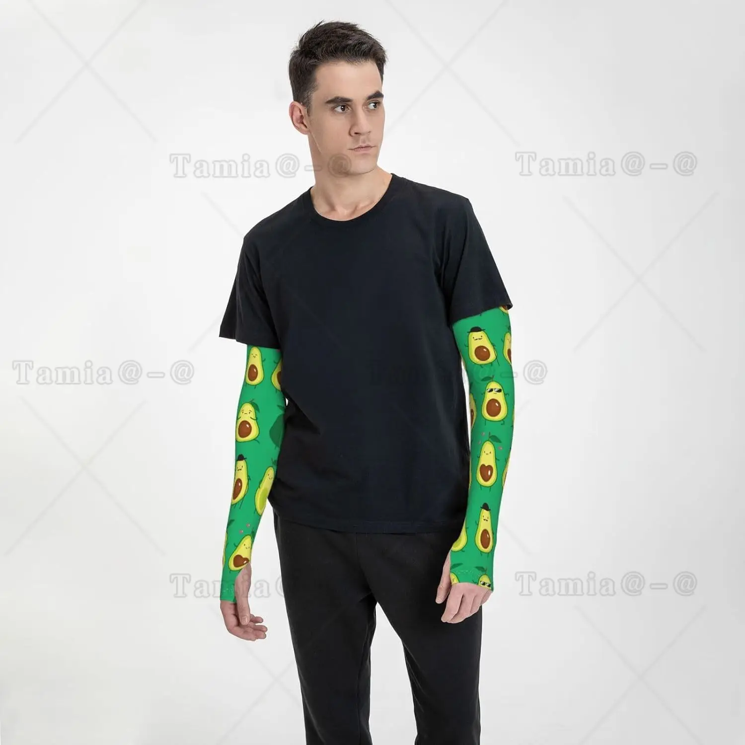 Mangas de braço com estampa de frutas de desenho animado, resfriamento UV, proteção solar, compressão esportiva para homens e mulheres, golfe, basquete, mangas de braço