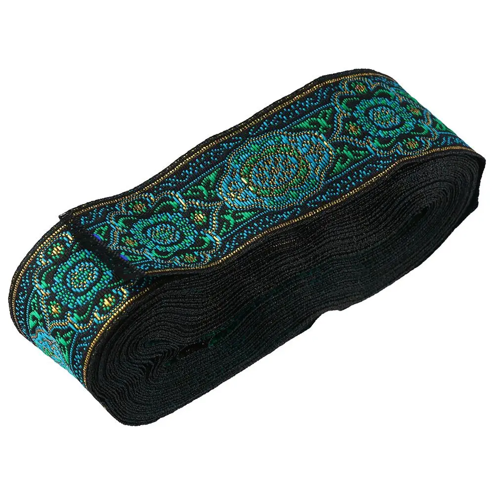 

1 Roll 7.7 Yard 1.3 Inch Vintage Jacquard Ribbon 3.3cm Green Ethnic Style Ribbon Ancient Chinese Trim Fringe