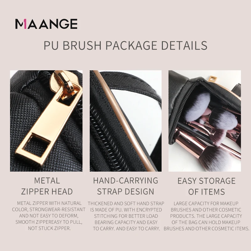 MAANGE Makeup Brush Set 18pcs Foundation Powder Concealers Eyeshadow Blush Makeup Brushes with Bag Travel Cosmetic Beauty Tools