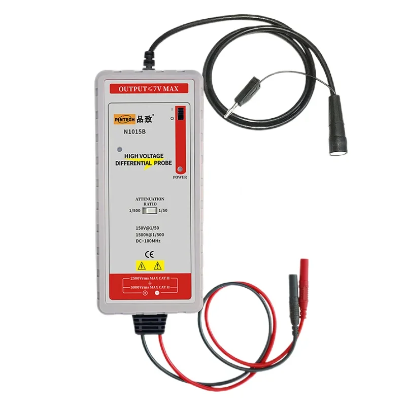 Pintech N1015B Sonda diferencial de alto voltaje DC 100MHz 1500Vp-p Sonda de osciloscopio Relación de atenuación 1:50/500