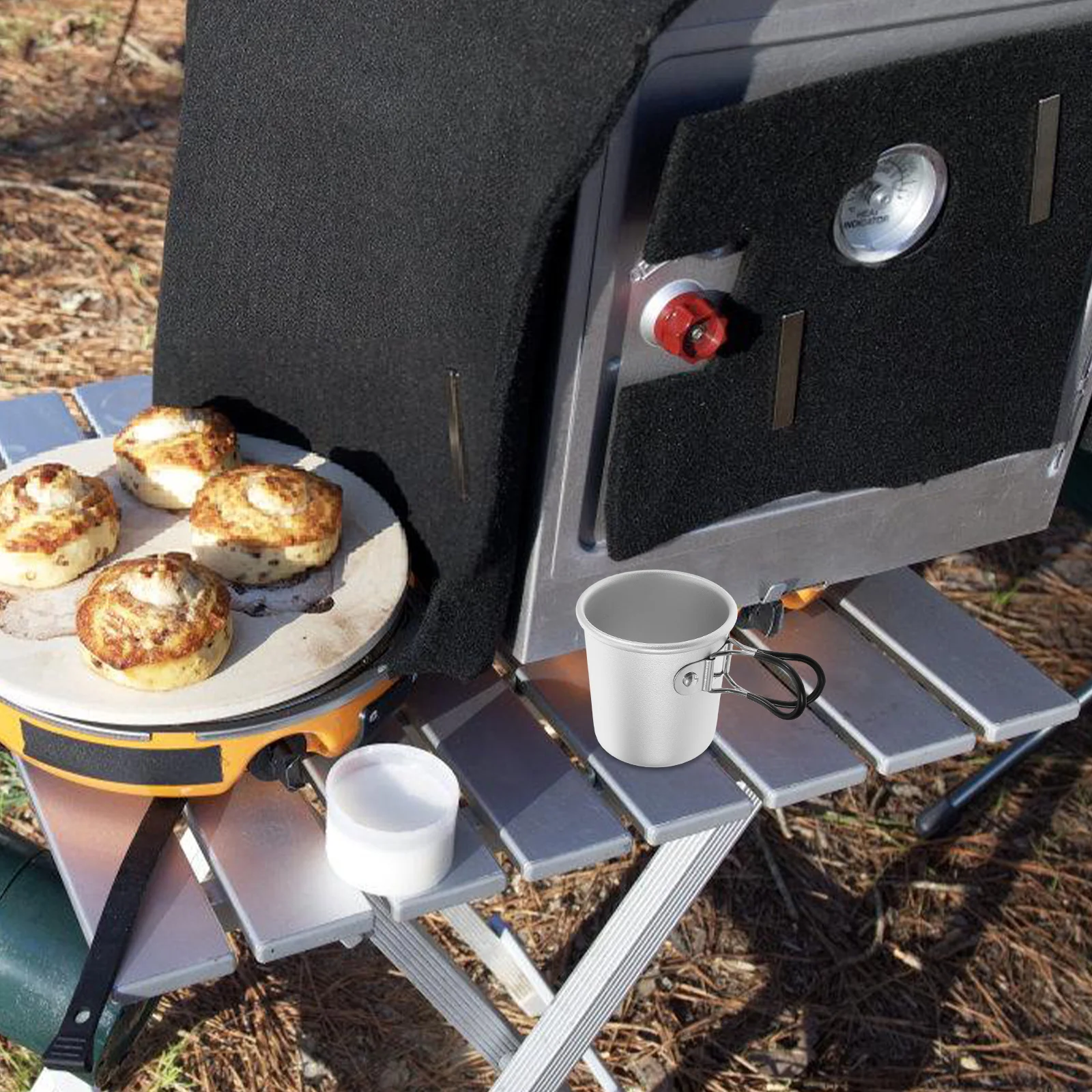 

2pcs Outdoor Folding Cup Silver Aluminum Alloy Camping Mugs Lightweight Portable Travel Water Cups Coffee