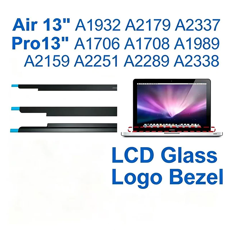 New Laptop For MacBook Pro Air A1932 A2179 A2251 A2289 A2337 A2338 Grey Silver LCD Screen Glass Trim Logo Bezel Front Cover