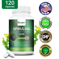 Spirulina Blue Green Algae 120 Capsules | Natural Immune Boost Support Overall Health Antioxidant Dietary Supplement