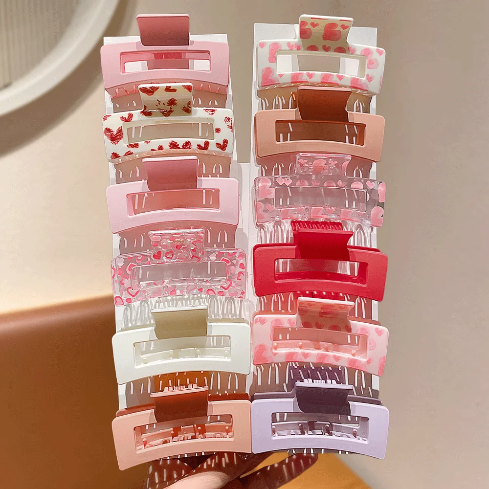 10-Pack Fashionable Square Hair Grips Assorted Colors Cute G