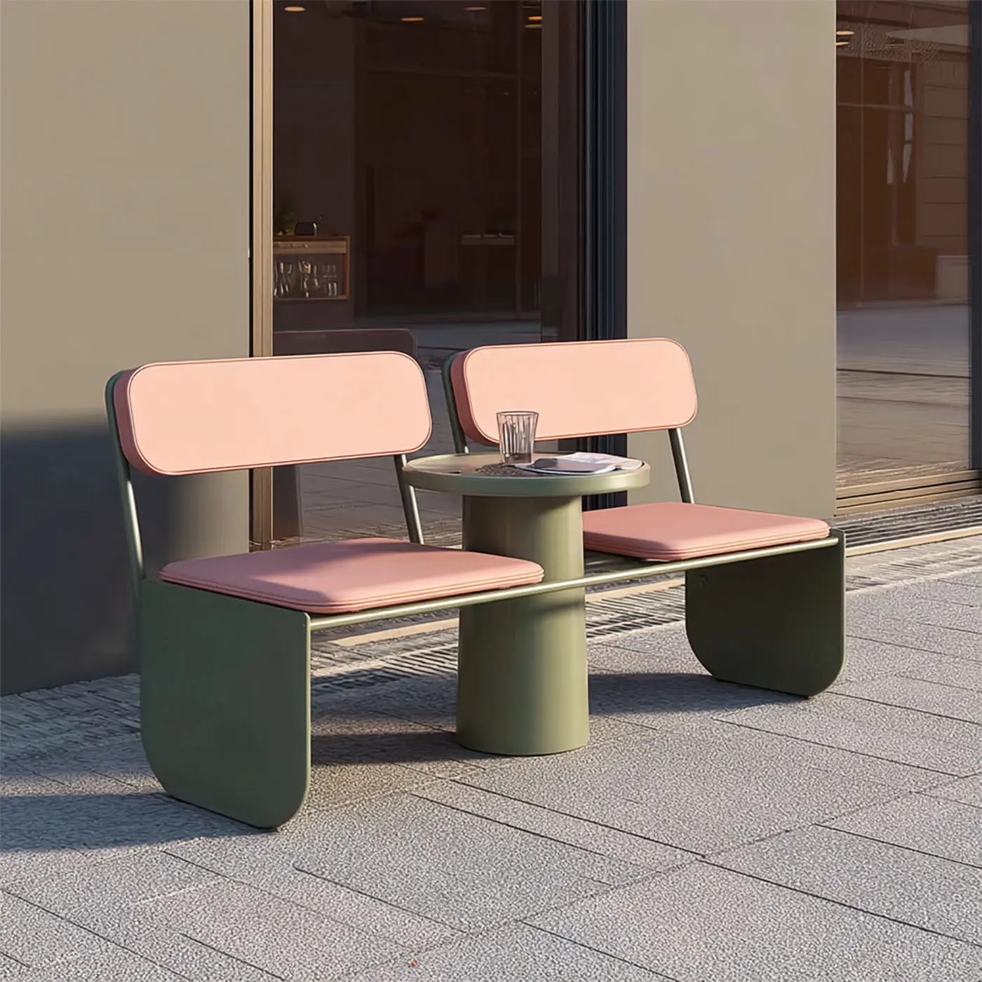 Hxl outdoor leisure iron bench dining set - commercial outdoor furniture combination