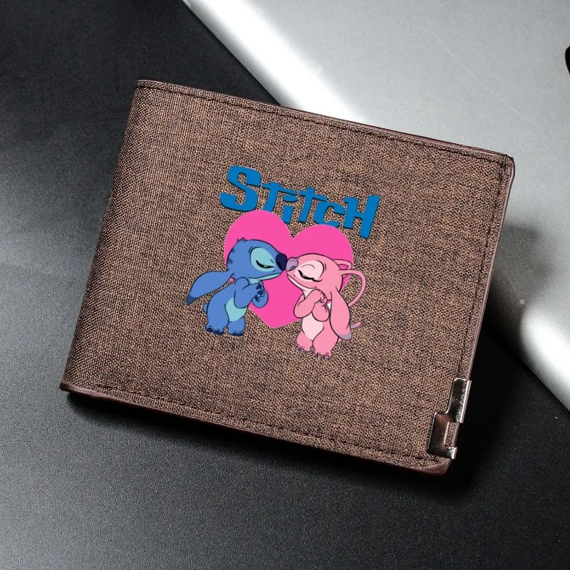 Stitch Wallet Angel Cartoon Character Cute Short Canvas Denim Commute Wallet Card Bag Storage Couple Style Valentine's Day Gift - Image 3