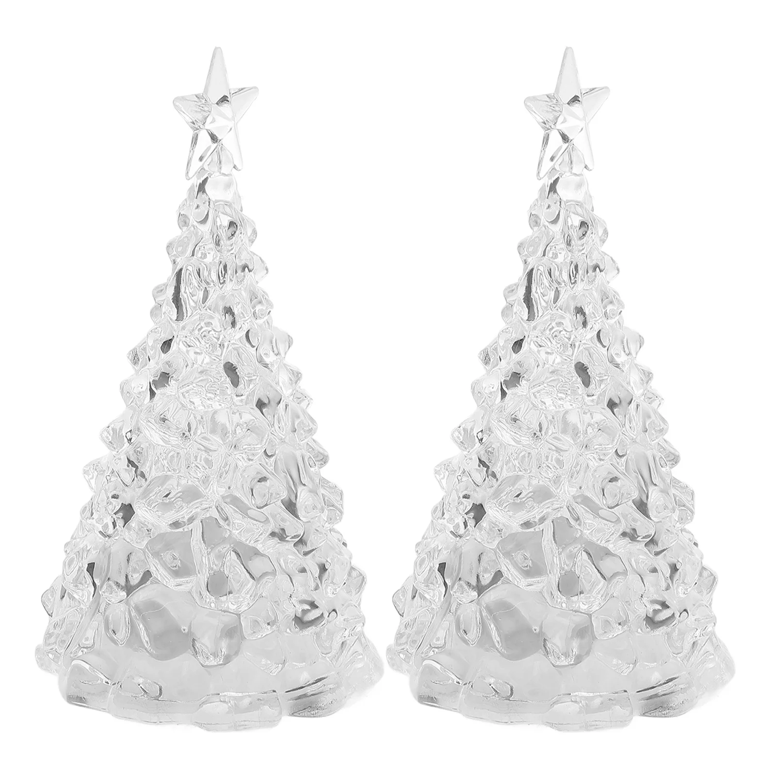 2Pcs LED Christmas Tree Night Light Changing Acrylic Tabletop Lamp for Bedroom Living Room Holiday Decor Christmas Tree