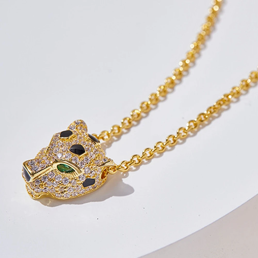 Couple's Black Panther Full CZ Leopard Head Pendant Necklace 18K White Yellow Rose Gold Luxury Designer Jewelry For Women or Men