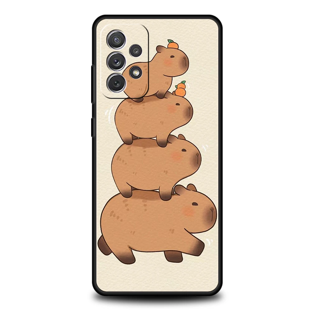 Cartoon Capybara Phone Case for Samsung Galaxy A14 A54 A34 A51 A71 A72 A73 A32 A52 A52S A01 A11 A21S A31 A41 5G Soft Shell Capas