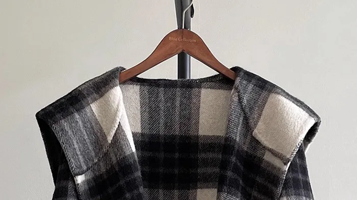 เสื้อคลุมลายสก็อตขนฟ็อกซ์ 25Ss รุ่นใหม่ ปี 2025 สไตล์เกาหลี เสื้อแจ็คเก็ตแคชเมียร์สองด้านสำหรับผู้หญิง ฤดูหนาว