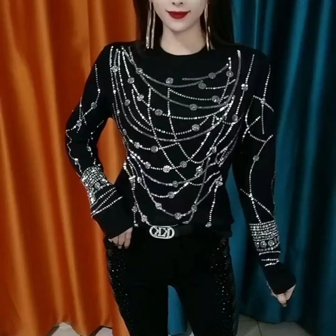 Koreanische Bewertungen viele Kleidung Shinny Strass verziert Slim Fit elegante und jugendliche Frau Blusen für Dame Super Angebote