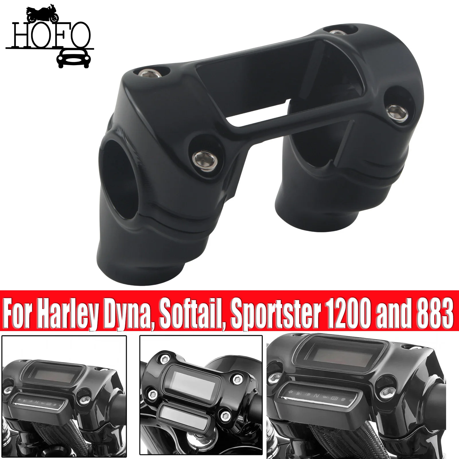 

Handlebar Riser Clamp Kit For Harley Dyna, Softail, Sportster 1200 and 883 Models with 1.25" handlebar