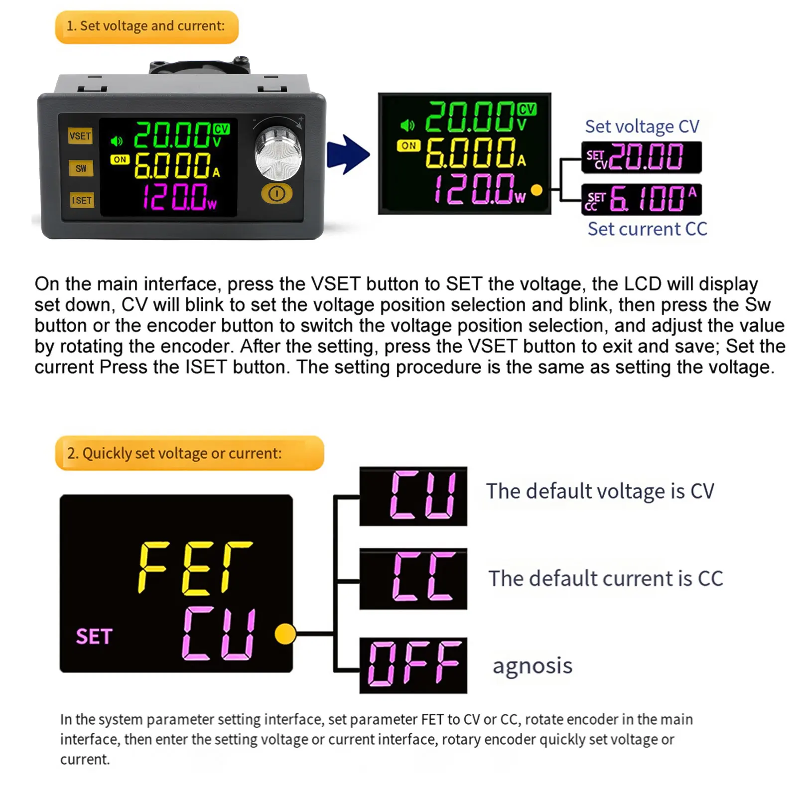 

108 г регулятор напряжения с ЧПУ, полноэкранный цветной ЖК-регулятор напряжения, 120 Вт, вентилятор постоянного тока, контроль температуры 0-36 В