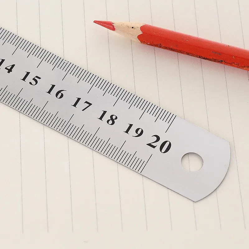 1 Pc 15cm/20cm/30cm Metal Straight Ruler Double Sided Learning Office Stationery Drafting Supplies