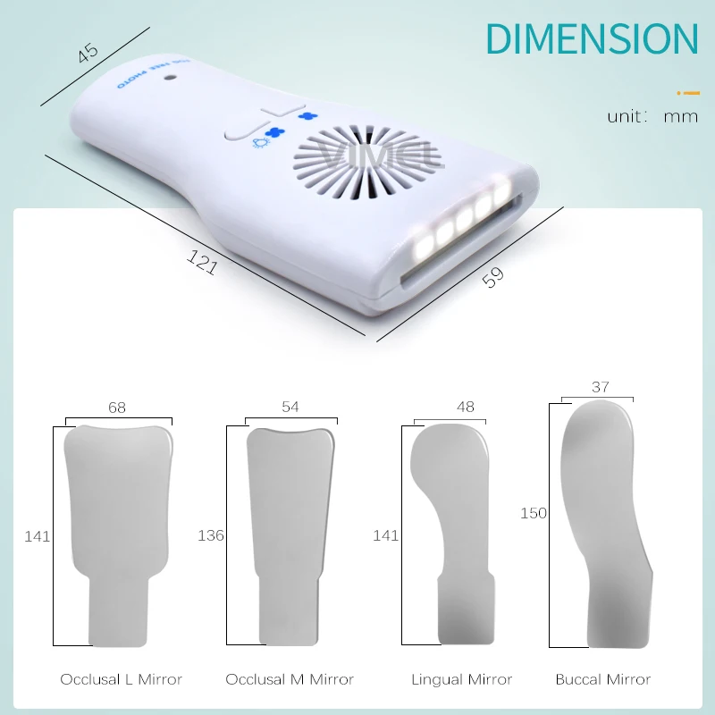 VIMEL Dental Anti-Fog Mirrors Set Fog Free Intraoral Photography Stainless Steel Mirror with LED Light