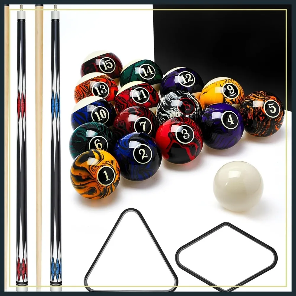 

20 Pcs Billiard Ball Set with 2 Cues & 2 Frames - Perfect for Family Game Room