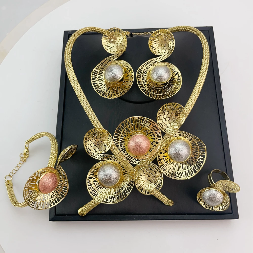 EMMA موضة 4 قطعة Waterdrop الفاخرة البرازيلي مجموعات مجوهرات للنساء حفل زفاف دبي مجموعات مجوهرات الزفاف FHK20776