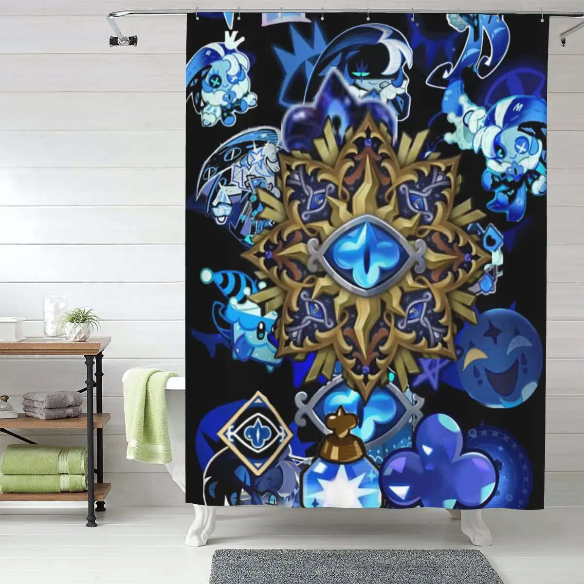 

Shadow Milk Cookie Run Kingdom Cute Cartoon Anime Shower Curtain Bathroom Polyester Waterproof Bath Curtains with Hooks