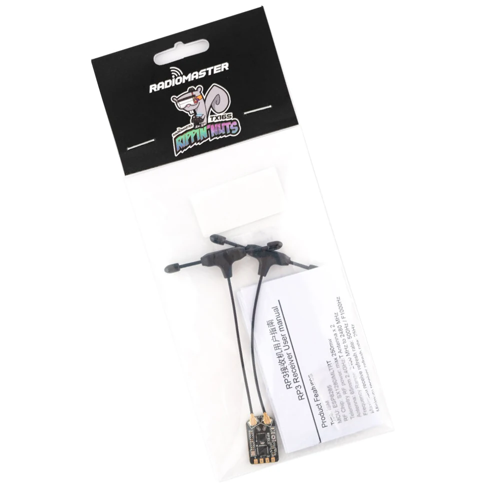 RadioMaster RP3 True Diversity Receiver ExpressLRS ELRS 2.4GHZ Nano Receiver Dual Antenna for RC Airplane FPV Freestyle Long